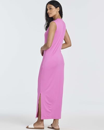 Image of Real Essentials 3 Pack: Women's Maxi Tank Dress | Sleeveless Casual Long Lounge Dress (Plus