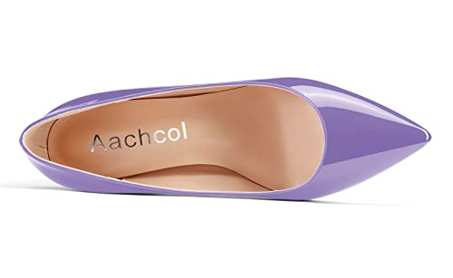 Image of Aachcol Women Pumps Pointed Toe Slip on Mid Heel Dress Office Chunky Block Heels Shoes 3 Inches