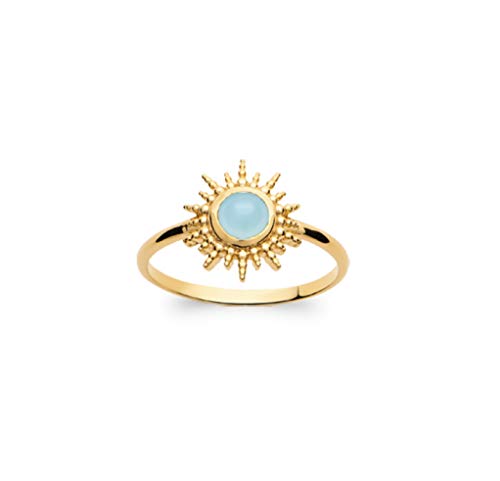 Bague cabochon soleil en agate bleue pour illuminer vos tenues bohèmes chic