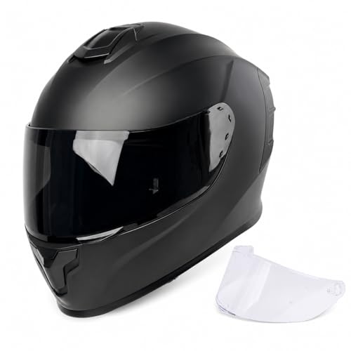 Orthrus Full Face Motorcycle Helmet DOT Matte Black Large