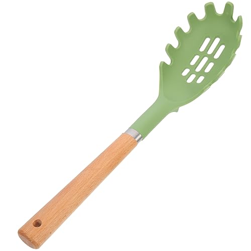 GRIRIW Silicone Pasta Server Wooden Handle Kitchen Pasta Scoop Strainer Random Color