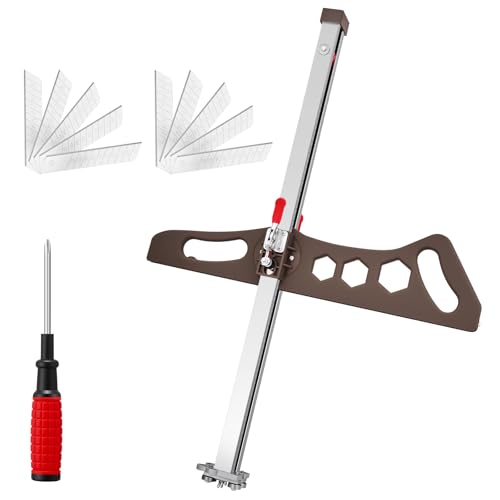 Sakerplus Drywall Cutting Tool Dual Positioning 19/23 Wheels Gypsum Board Cutter Foldable Adjustable Plasterboard Cutter Tool Pro-Grade Hand Push Mechanism for Cutting (Dual Positioning 23 Wheels)