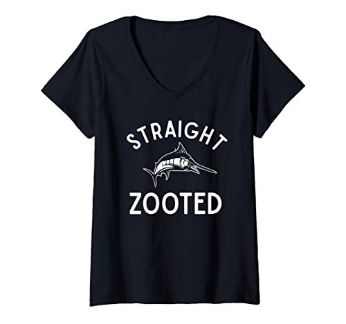 Mujer Very Straight Zooted Fish Funny Fishing Lover Angler Gift Camiseta Cuello V