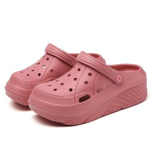 Image of FLIOZY Women's Gardener Platform Clogs Slippers Hight Heels Mules Clog Wedge Sandals Outdoor Beach Shoes