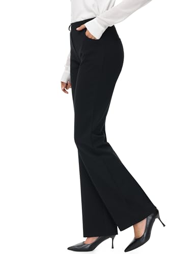 URBEST Women's Stretchy Straight Leg Dress Work Pants 28"/30"/32" Business Office Casual Slacks with Pockets3