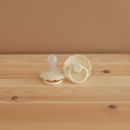 Lot de 2 sucettes FRIGG Daisy en silicone Cream/Jet black taille 2