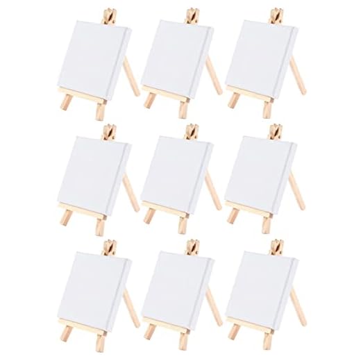 9 Piezas Mini Lienzos con Caballete de Madera, Mini Soporte de Madera de la Caballete Caballete Para Pintar Para Pinturas Al ÓLeo,Manualidades De Mesa, 10X10 CM