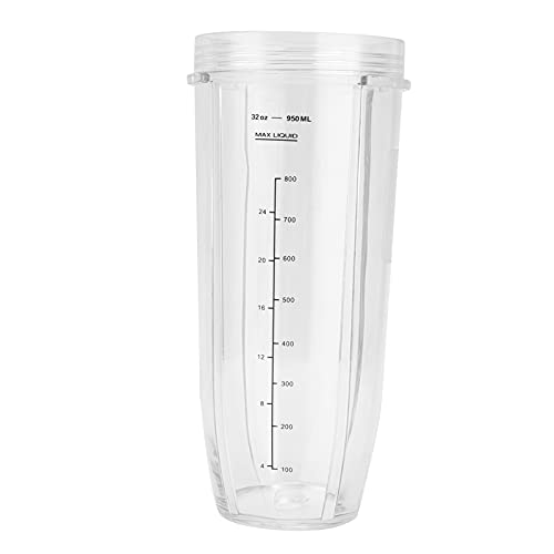 Baxnore Vaso de licuadora de repuesto premium de 32 onzas para Nutri 1000 W, boca ancha grande, sin material PP, duradero, fácil de limpiar, recipiente liviano para batidos, jugos