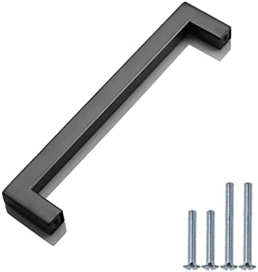 PinLin 20 Pack Kitchen Cabinet Door Handles Stainless Steel Bedroom Drawer Cupboard Pulls Hole Centre 128mm Width 12mm Black Square T Bar Handle