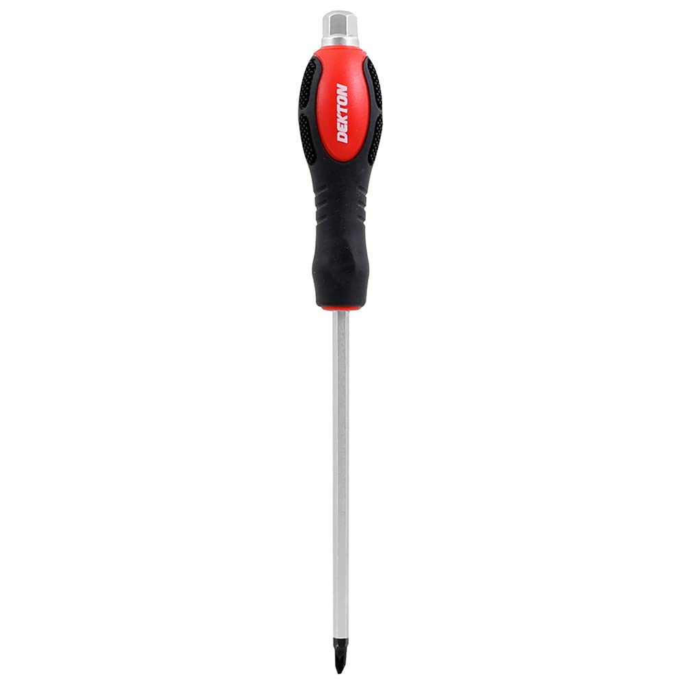 DEKTON DT65219 Bolster Head Pozi Screwdriver, Black/Red, 10 x 10 x 3 cm