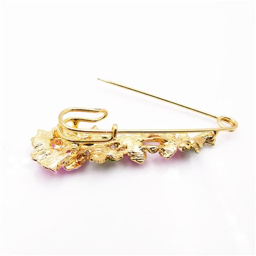 Image of Crystal Flower Brooch Sweater Shawl Brooch Collar Safety Pin Stylish Chic Multi-colored Tulip Flower Pin Rhinestone Enamel Brooch Wedding Party Accessories Jewelry for Women