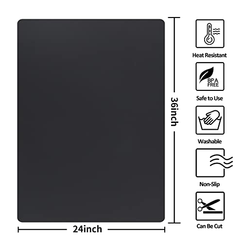 Silicone Mat Heat Resistant Mats for Countertop, Multipurpose Large Silicone Mats for Crafts Kitchen Workbench Size 36x24 inches Thick 2mm,Rolled Package,Black by InfiOne - Used condition - Image 2
