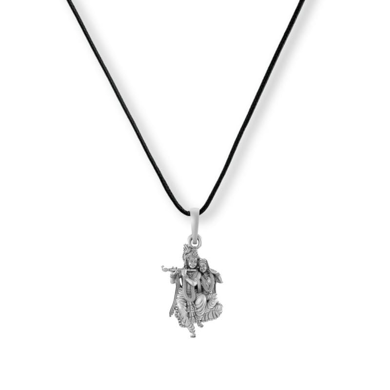 A Sterling Silver (92.5% purity) God Radha Krishna Pendant for Men & Women Pure 925 Silver Lord Radha kishan Locket with Black Thread - EVE_PM7196-image-13