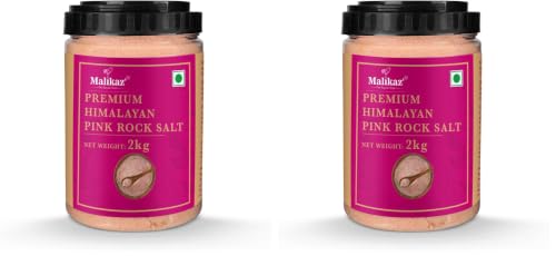 Image of Malikaz' The Royale Taste Premium Himalayan Pink Rock Salt Powder - 2 Kg Jar (Pack of 2)