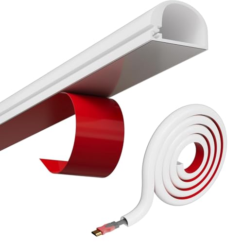 Mini Self-Adhesive Cable Trunking White No-Drill Wall Wire Concealer for Single TV & Power Cables (2M)