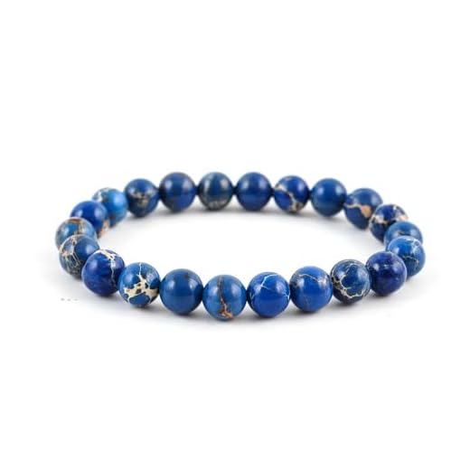 Real Natural Blue Impression Aqua Terra Sea Sediment Jasper Gemstone Beaded Bracelet 7 inch Stretch Chakras Healing Crystal Stone Jewelry Women Men Mom Gift GB8-3