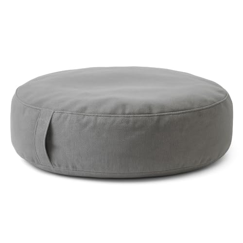 Pouf gonfiabile Ø 60 × 20 cm – Grigio – Portata 100 kg – Ultraleggero (500 g) – Adatto per Interno, Terrazza e Giardino