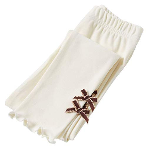 Girls' Soft Bowknot Ruffled Footless Tights Stretch Pants