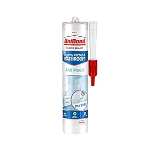 UniBond 2079356 Anti-Mould White, Waterproof Mould Protection Kitchen & Bathroom Sealant, Long-lasting White Silicone…