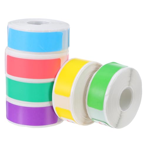MUSISALY 6 Rollos Etiquetas Adhesivas Autoadhesivas para Impresora, 6 Rollos de 160 Unidades, 4X1,2 CM, Papel Imprimible Multicolor (Rosa, Púrpura, Verde, Amarillo, Azul, Verde Claro) para