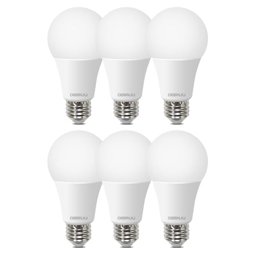 Image of DEGNJU A19 LED Light Bulbs, 100 Watt 5000K Daylight Light Bulbs, 1500 Lumens, E26 Standard Base, Non-Dimmable, 13W Bright White LED Bulbs for Bedroom Home Office, 6 Pack