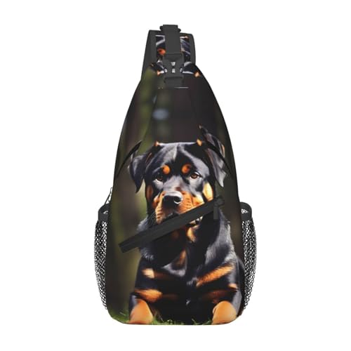 Mochila tipo sling con estampado Rottweiler para senderismo y viaje miniatura 1