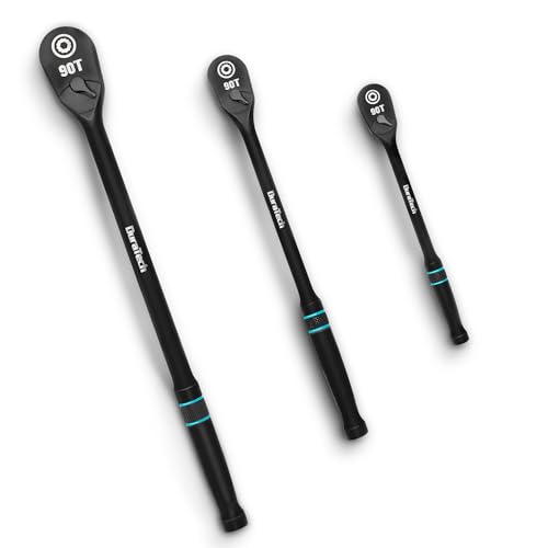DURATECH 3-Piece Extra Long Drive Ratchet Handle 90-Tooth Ratchet Wrench