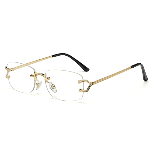 Petites lunettes de soleil carrées sans monture pour femmes en métal sans monture lunettes de soleil rétro de marque de luxe lunettes de conception
