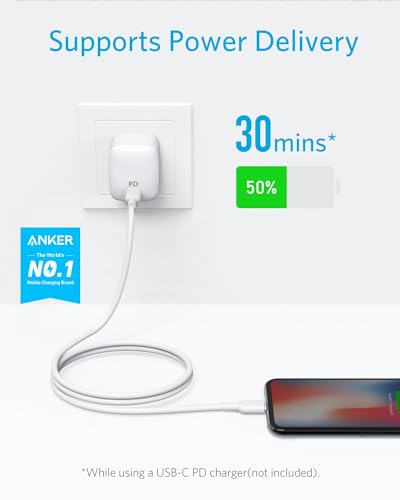Image of Anker USB C to Lightning Cable, MFi Certified Cable for iPhone 13 Pro 12 Pro Max 12 11 X XS, Supports Power Delivery (10FT, 2-Pack, White)