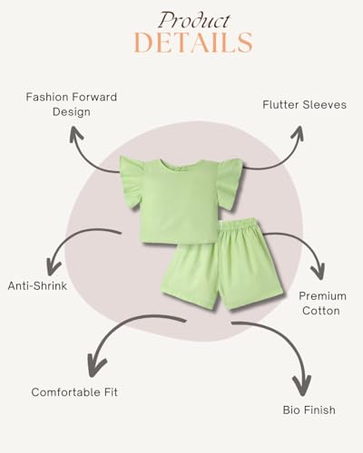 Image of Girls Premium Cotton Printed T-Shirt & Shorts Set | Summer Wear Comfortable Loungewear Clothing Set | Girls Co-Ord Set | Casual Half Sleeve Printed Top & Bottom Set