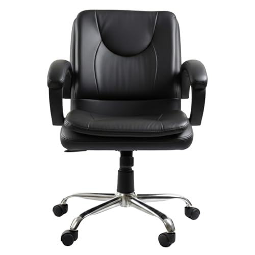 Image of Cushno Ergonomic Executive Office Chair | Premium Leatherette Double Cushioned | Medium Back Computer Desk Chair with Armrests, Tilt Mechanism & 360 Swivel | Heavy Duty Metal Base (Black)