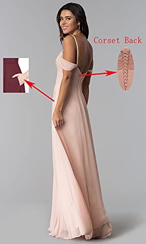 Off The Shoulder Bridesmaid Dresses Long Slit Chiffon Formal Evening Gown with Pockets2