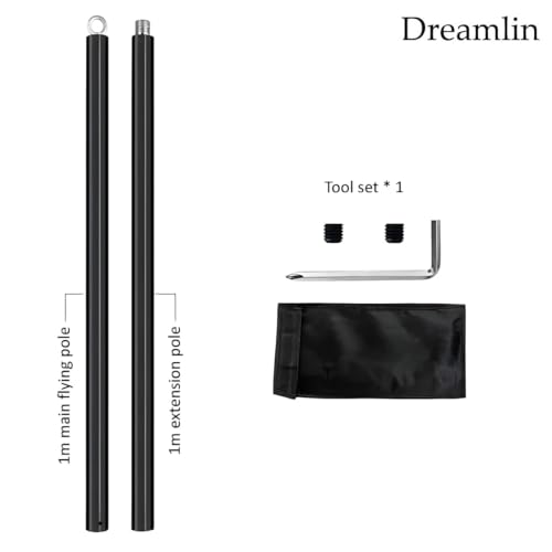 Image of Dreamlin 6.6ft /2m Silicone Aerial Flying Dance Pole Portable Suspension Fitness Tube Hanging Rotary Silicone Steel Dancing Pole Gym Equipment for Home Bar
