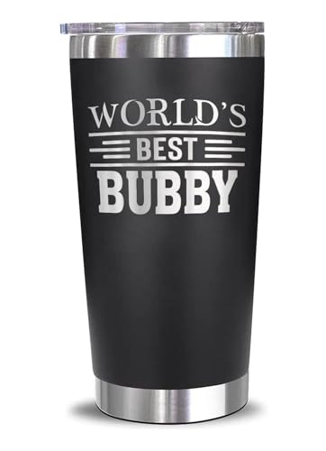 AcevedoDesign World's Best Bubby Tumbler - Best Bubby Laser Engraved - Bubby Mug - Father's Day Gift - Birthday Gift For Bubby - Bubby Coffee Mug - Stainless Steel Travel Tumbler 20Oz