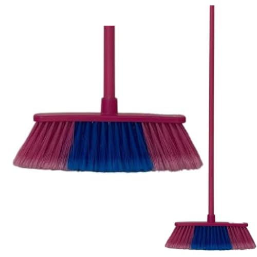 KEROPPA Juego de Cepillo y Palo de Escoba, Cepillo para Limpieza del Hogar, Palo y Cepillo Adaptables, con Rosca, Cepillo Suave, para Recoger Polvo y Pelusa, Rosa