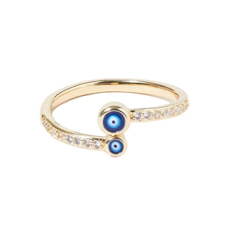 Anti Tarnish Amor Evil Eye Finger Ring for Women | Adjustable Fancy Jewellery Design | Latest Fashion Accessories for Girls | Minimal Jewelry | Ideal for Gifting | Gift for Diwali, Christmas, Marriage, Birthday