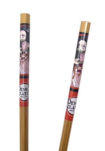 Just Funky Demon Slayer Chopsticks Set - Tanjiro and Nezuko - 2 Sets of Bamboo Chopsticks - 8.85 Inches Long