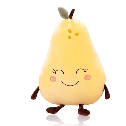 Image of Fun4you Pear Soft Toy Plush Cute Smiling Fruit Plush Toy, Super Soft & Huggable Stuffed Fruit Pillow for Kids, Baby, Nursery Decor & Gift (Yellow, 35 cm)