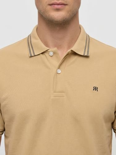Image of Raymond Men Modern Fit Solid Pattern Pure Cotton Polo Neck Half Sleeve Casual T-Shirt