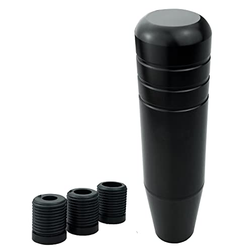 Ycooifo 5.12" Car Stick Shift Knob, Aluminum Weighted Shifter Knobs Fit Universal Manual Transmission Vehicle With 3 Threaded Adapters M8 M10 M12 X 1.25 (Black) #TOP8