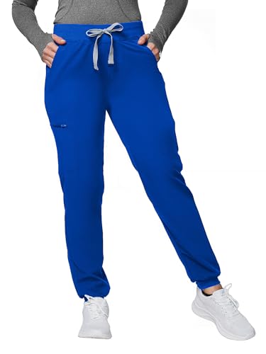 Image of Kitmaz Scrub Pants for Women - Mid Rise 4-Way Stretch Anti-Wrinkle Slim Fit Jogger Pants, Drawstring & 5 Pockets