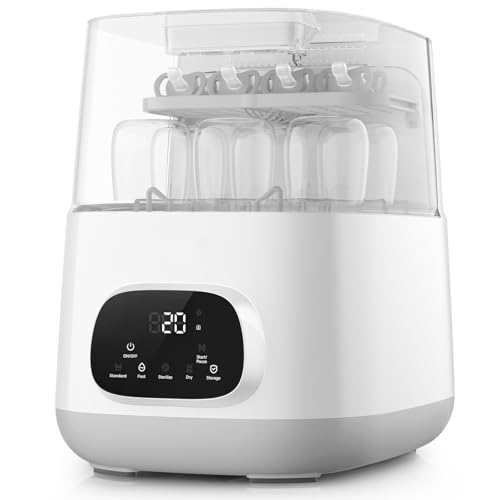 MOLWAY【Upgraded】Baby Bottle Washer, Sterilizer and Dryer, All-in-One Pro Cleaning Machine for Bottles, Pump Parts & Baby Essentials, Effortless Care, Replaces Hand Washing, Gray