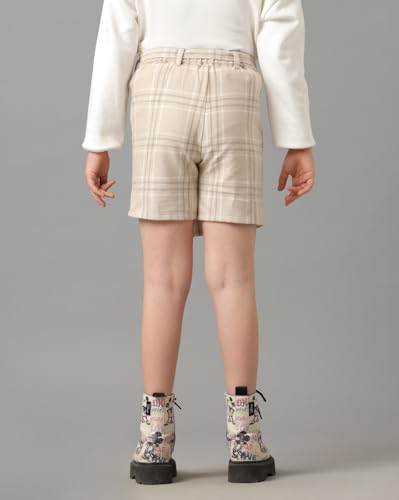 Image of Under Fourteen Girls Flannel Checks Skort | Skirt for Girls | Woven | 12-13 Yrs(Beige)