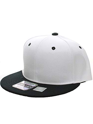 L.O.G.A. Plain Adjustable Snapback Hats Caps (Many Colors). (One Size, White Black)