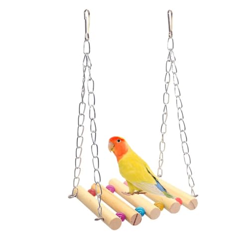 LONZIKP 1 Pieza para Pájaros, Colgante, Accesorios para Jaula de Pájaros, de Madera, Escalera, para Masticar, Hamaca para Periquitos, Aves de Amor, Pinzones y Otros Pequeños Mascotas