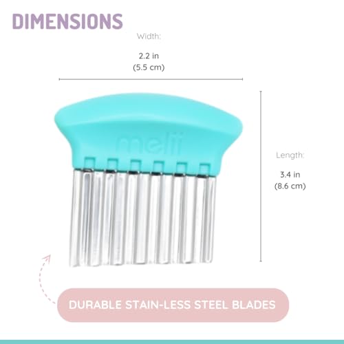 melii Stainless Steel Crinkle Cutters, 3-Pack, Wavy Knives with 3 Different Blades, Perfect for Cutting Vegetables, French Fries, Cheese, Sandwiches, Fruits - Blue, Mint, Lime