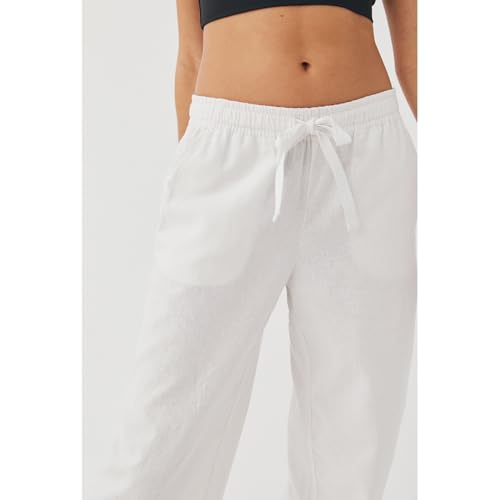 Wide Leg Pants for Women Elastic Waist Drawstring Palazzo Linen Pants Causal Summer Beach Pants with Pockets3