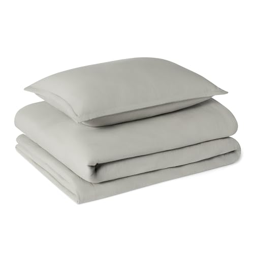 Image of Amazon Basics Brushed Microfiber Comforter Set, Extra Soft with Natural Texture, Oeko-TEX Certified, Machine Washable, 2-Piece, Twin /Twin XL, Grey