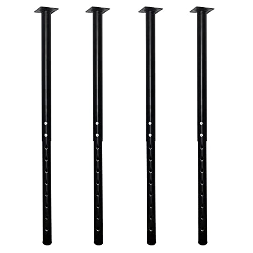 QLLY Lot de 4 Pieds de Table réglables en métal, 60 à 100 cm, Noir