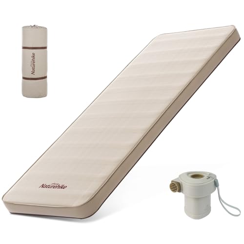 Naturehike Camping Mattress with Portable Air Pump, 4' Thick Self Inflating Sleeping Pad, Roll Up Bed, R-Value 9.5 for 4-Season Insulation, Comfort in Tent, Car, Truck, Van (Twin)